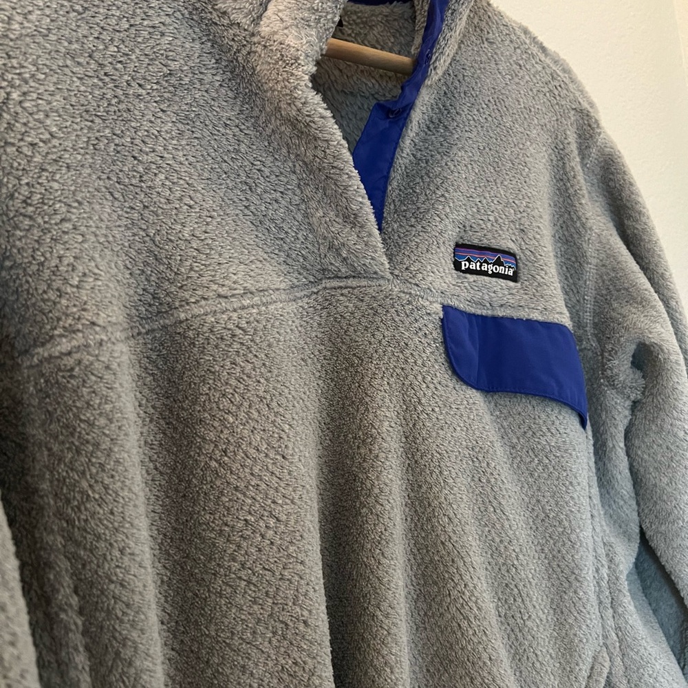 Patagonia Re-Tool Snap-T Polartec Pullover Gray with Blue Ladies Large Outdoors - Picture 12 of 12